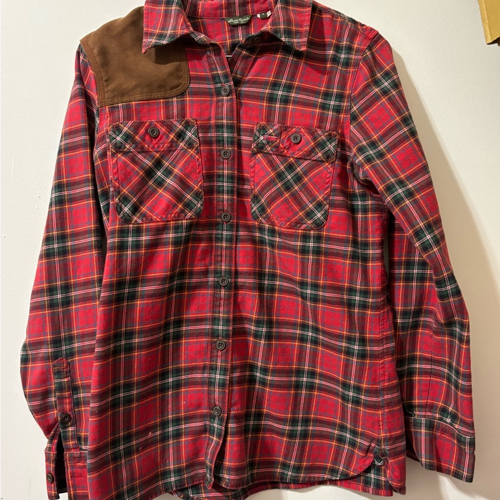 Eddie Bauer Red Plaid Button Down Shirt